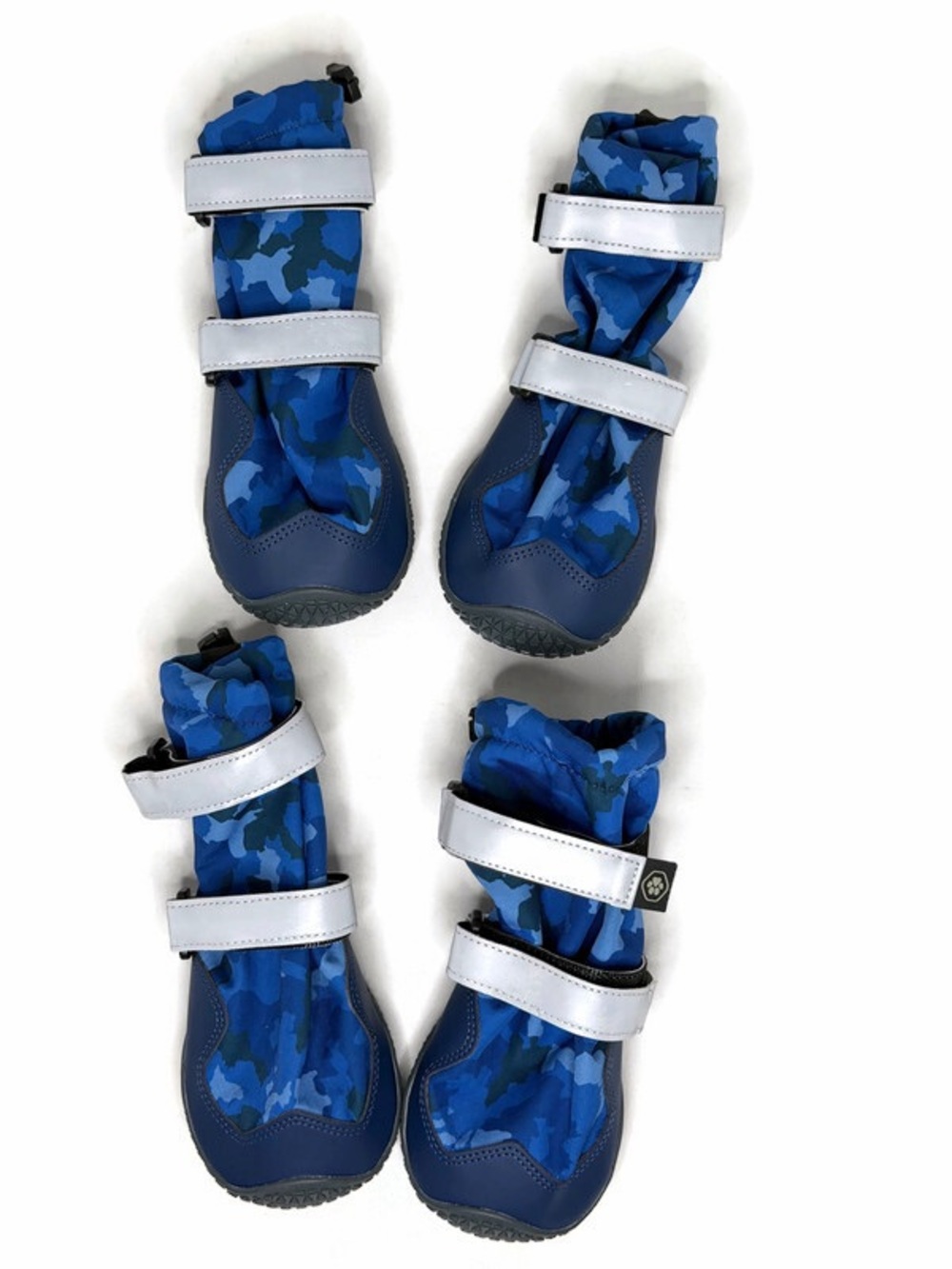 Blue Camouflage Waterproof Dog Rainboots with Reflective Straps